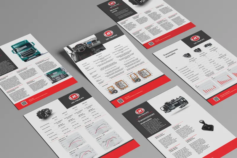 Spanish technical sales sheets for UD cabs, engines and transmissions
